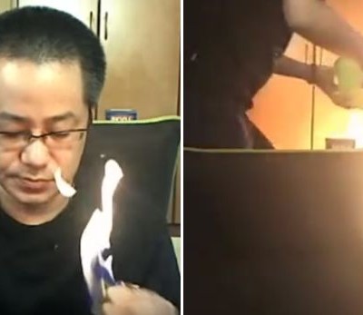  (Video) Provoca incendio durante transmisión en vivo