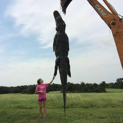  Niña de 10 años, entrenada para matar caimán de 4 metros