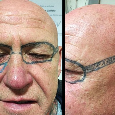  Se emborracha y le hacen tatuaje de lentes