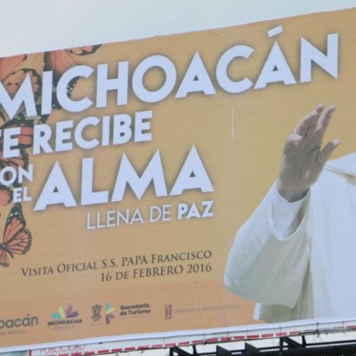  El retrato viviente michoacano que dio la bienvenida al Papa
