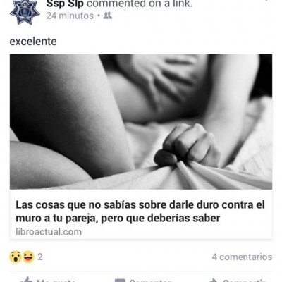  Exhiben “calentura” de CM en cuenta de Facebook de SSP SLP