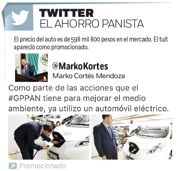  Diputado presume que usa auto eléctrico