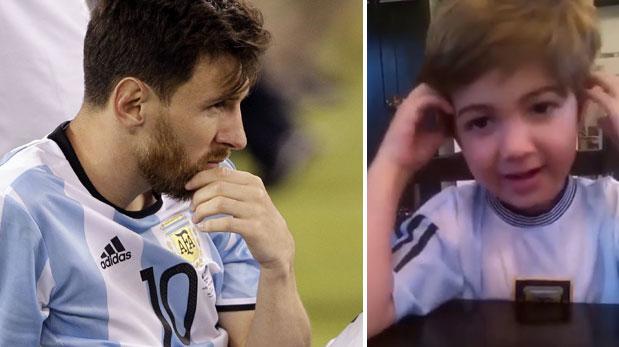  (Video) Niño argentino le pide a Messi que no deje la Selección