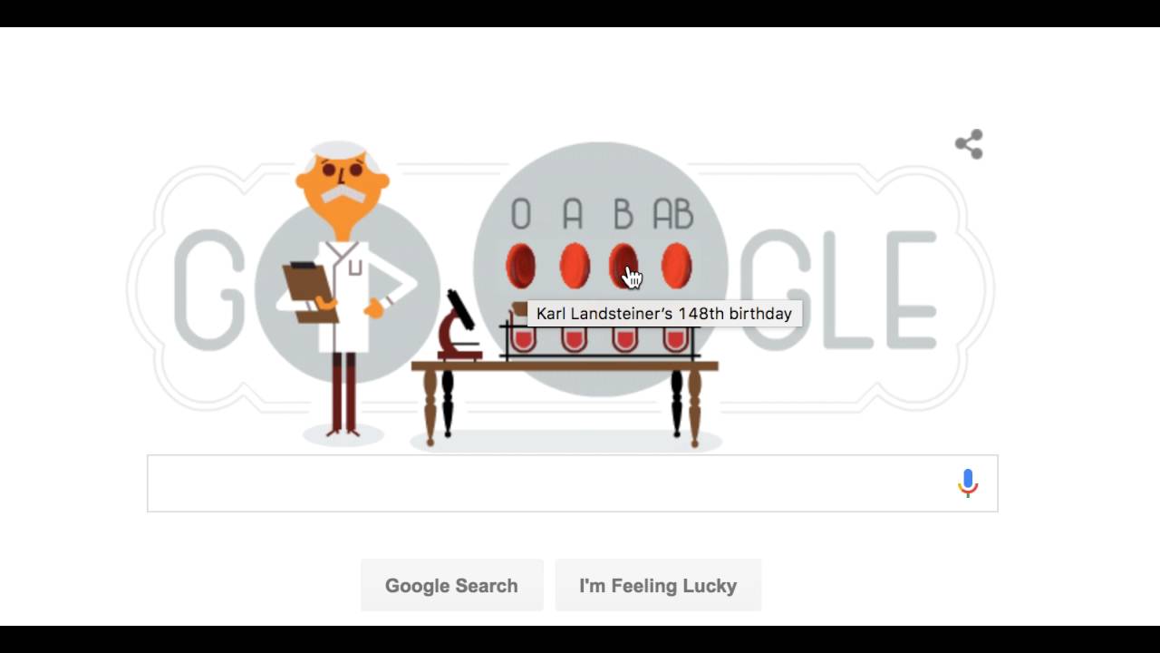  Google recuerda en su página de inicio al descubridor de los grupos sanguíneos
