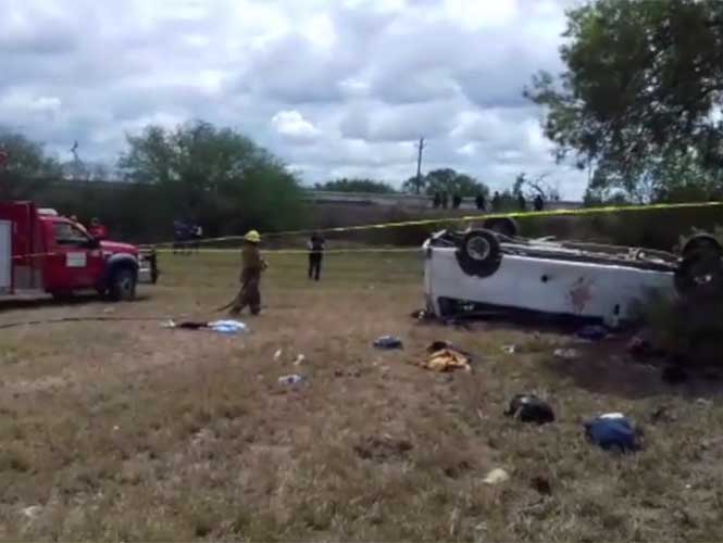  Menores indocumentados mueren en volcadura en carretera Reynosa-Monterrey