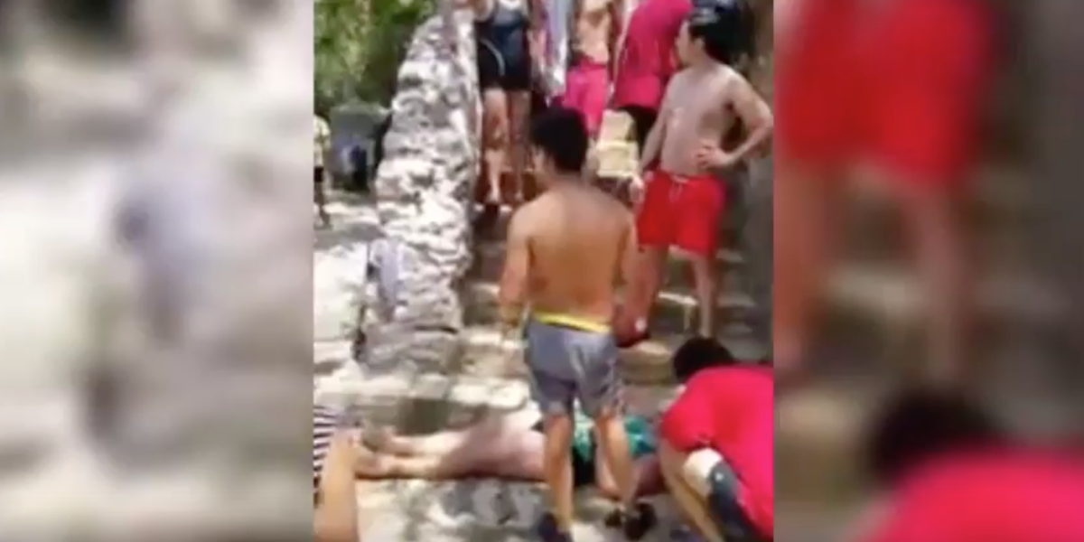  (Video) Denuncian turistas falta de atención a mujer que cayó de poza en Tolantongo