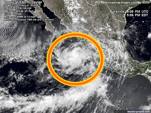  Prevén lluvias fuertes en BCS por nueva tormenta tropical ‘Javier’