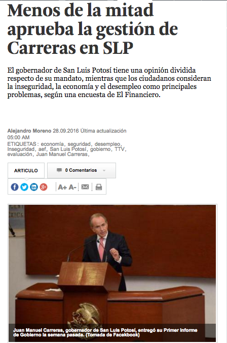  Carreras López, reprobado, según sondeo de El Financiero