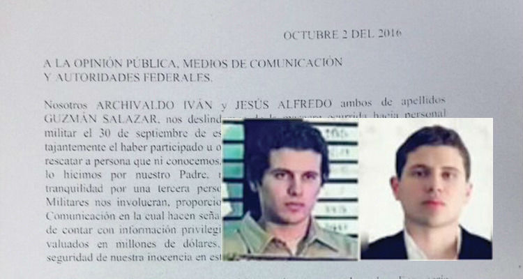 Hijos de ‘El Chapo’ envían carta al gobierno