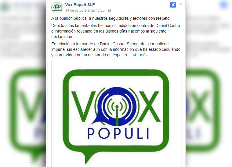  Periódico Digital donde colaboraba Edgar Daniel, cancela sección de nota policíaca por ser de alto riesgo