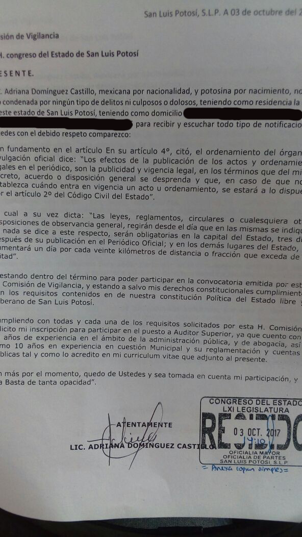  Se registra aspirante a la ASE; argumenta plazo conforme a Ley del Periódico Oficial