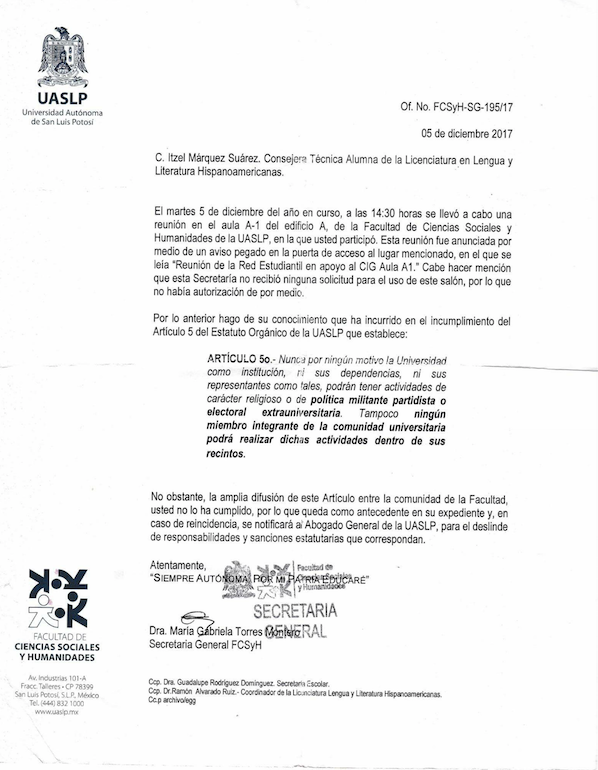  Intolerancia en la UASLP contra estudiantes por apoyar a candidata indígena a la presidencia