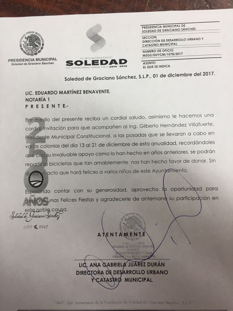  Pide Ayuntamiento de Soledad bicicletas a los notarios