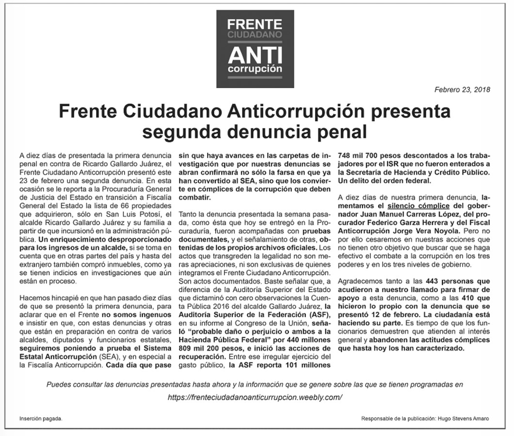  Gallardo Juárez presume que su patrimonio económico se funda en 30 años como empresario