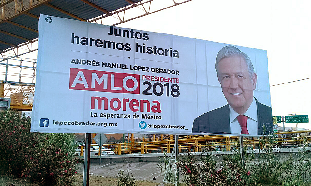  Destruyen publicidad electoral de AMLO en SLP