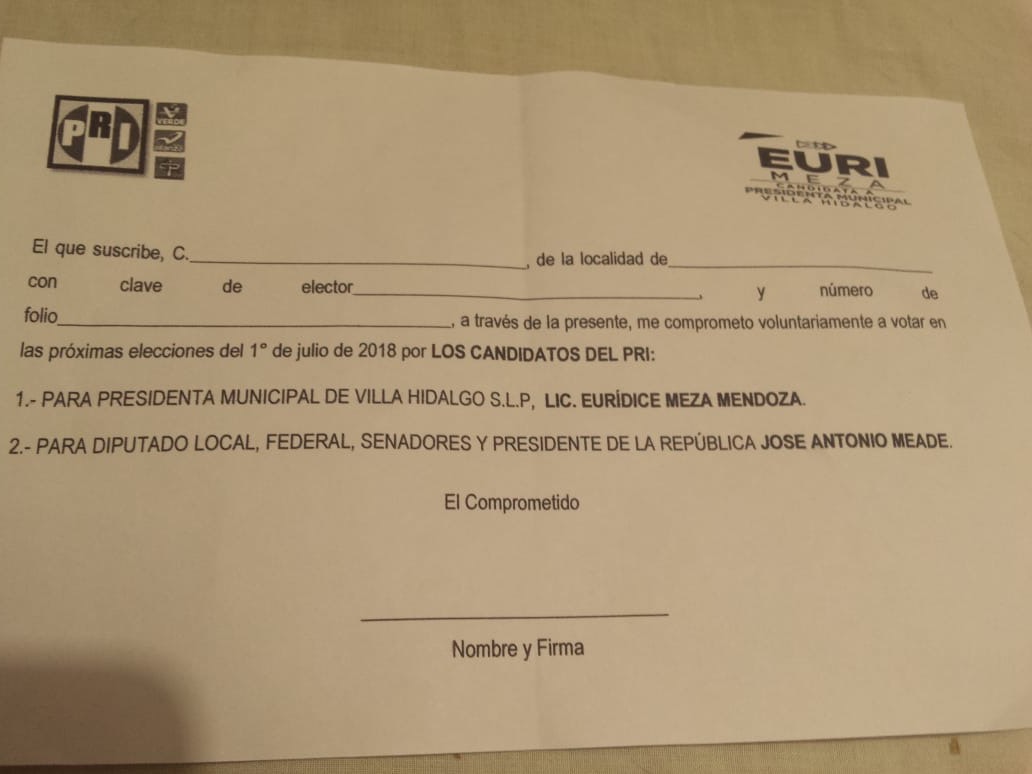  Condicionan programas sociales para que voten por el PRI en Villa Hidalgo