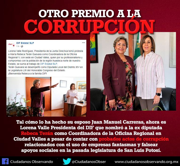  DIF premió corrupción de Rebeca Terán: Ciudadanos Observando