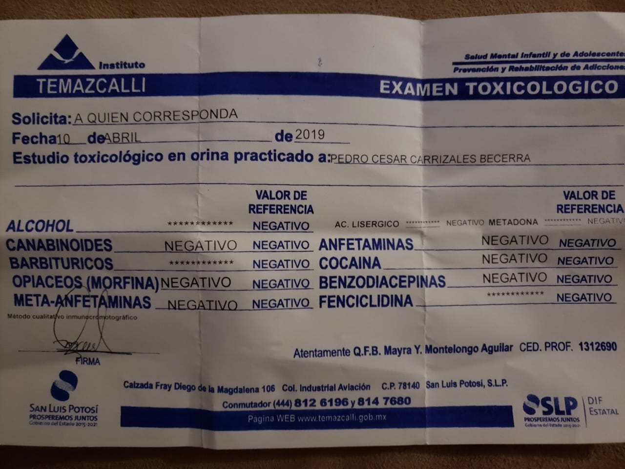  Pedro Carrizales publica resultados de examen toxicológico y revive el #MijisChallenge