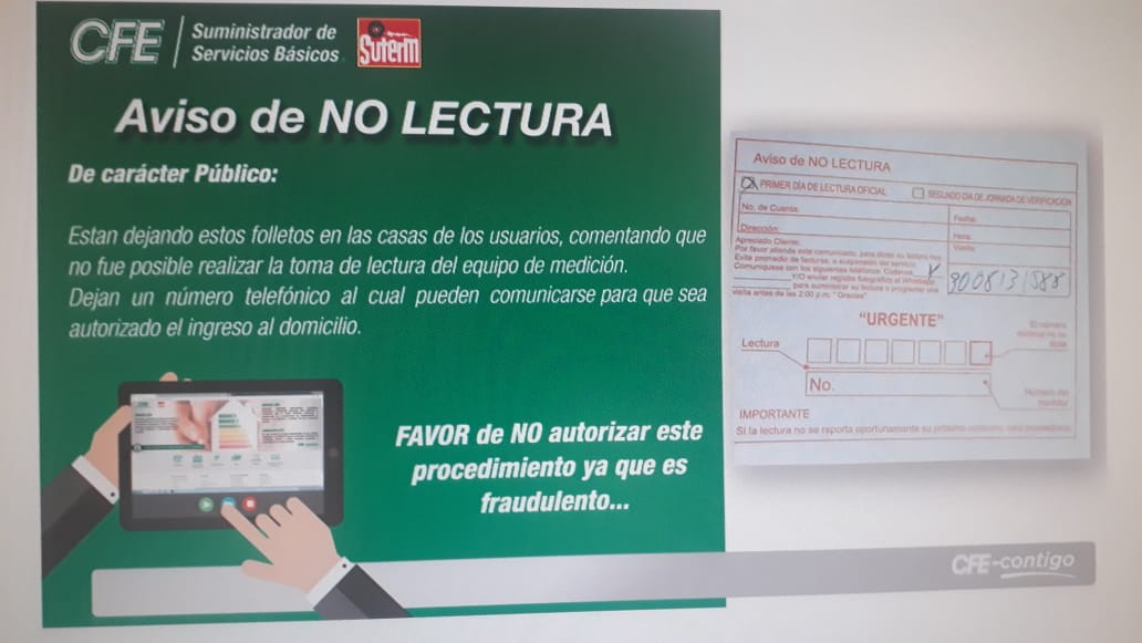  CFE alerta a usuarios sobre falso aviso de no lectura