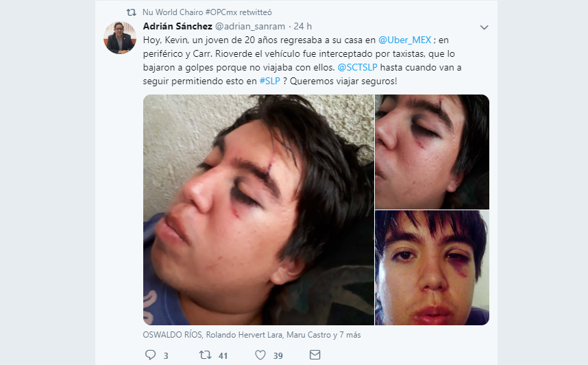  Por viajar en Uber, taxistas golpearon a joven de 20 años