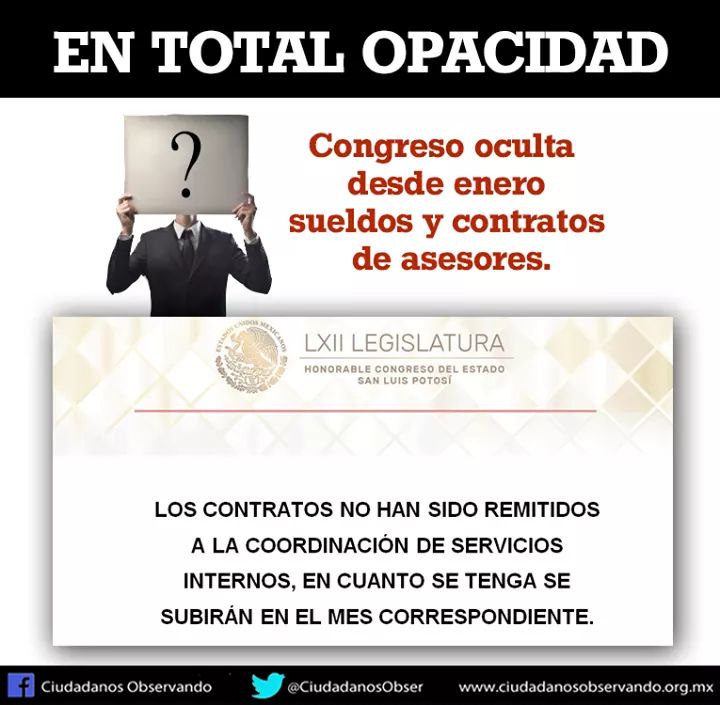  Oculta Congreso contratos y sueldos de asesores: Ciudadanos Observando