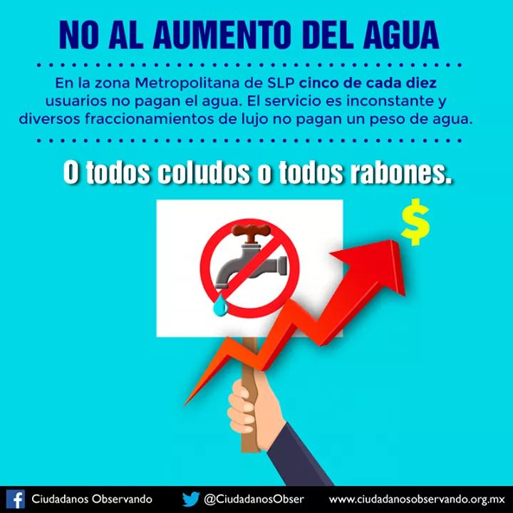  Aumento al agua, hasta que el cobro sea equitativo, exige Ciudadanos Observando