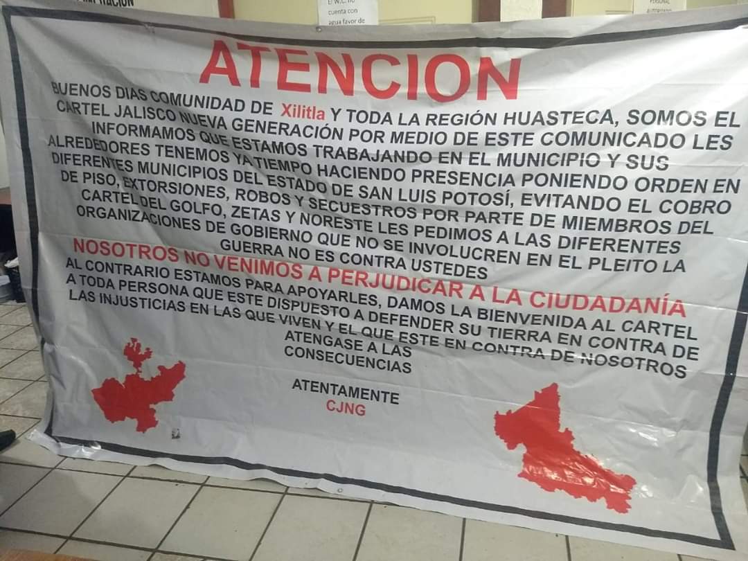  Investigan ‘narcomantas’ que aparecieron en la Huasteca