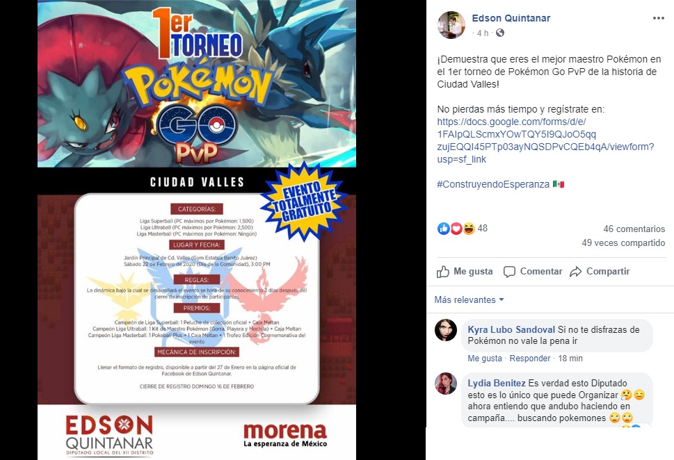 Organiza Edson Quintanar torneo de Pokémon Go en Ciudad Valles