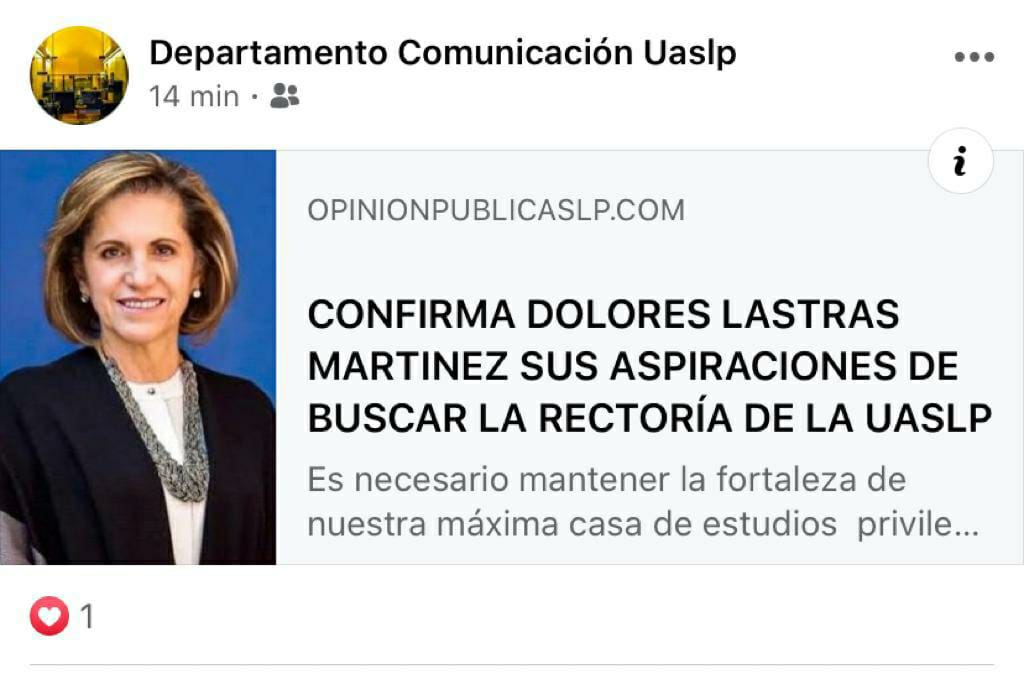  Desde cuenta institucional promueven candidatura de Dolores Lastras a la Rectoría