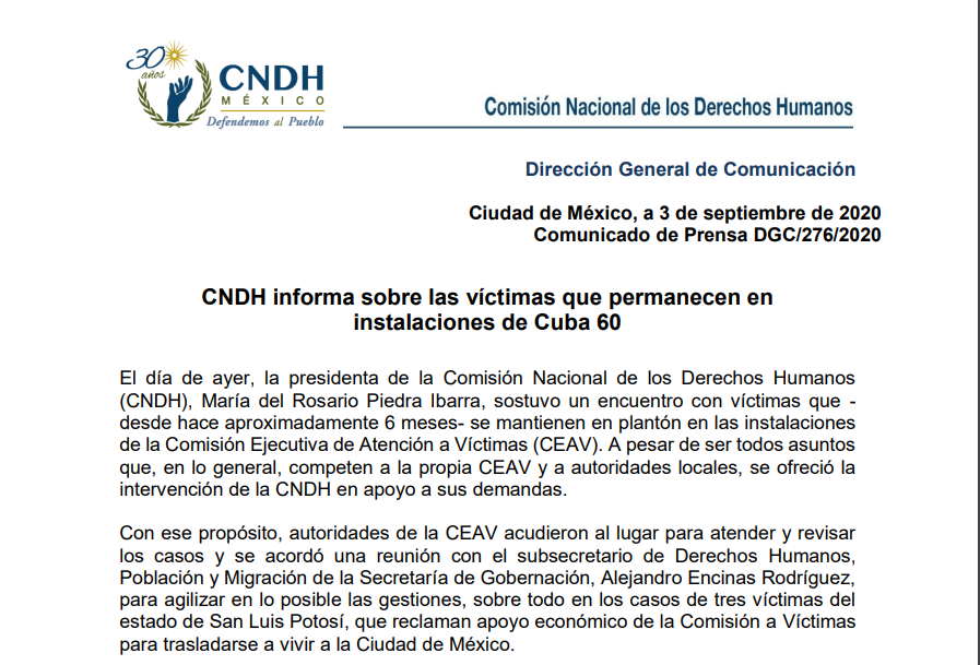 Reclaman dinero tres víctimas de SLP: CNDH