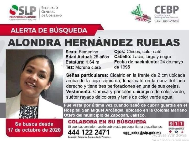  Doctora potosina, reportada como desaparecida en Zapopan, Jalisco