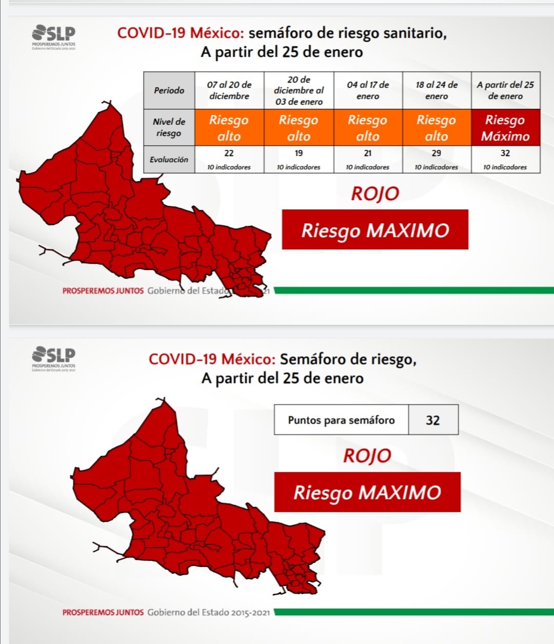  Este lunes regresa SLP a semafóro rojo