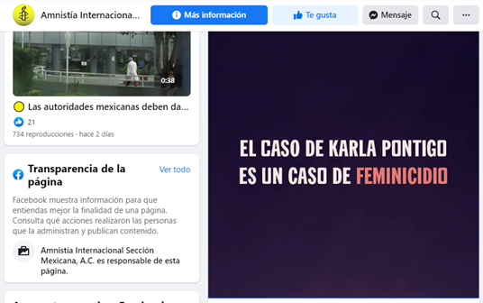  Mantiene vigente Amnistía Internacional caso de Karla Pontigo