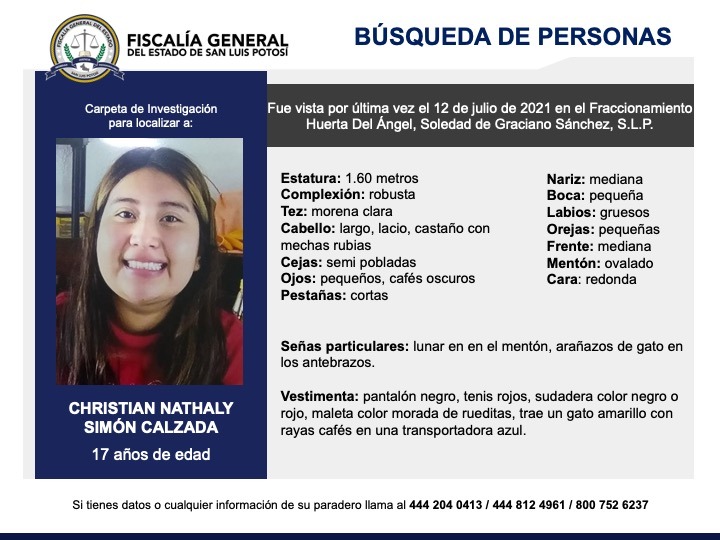  Padres buscan a joven desaparecida desde el 12 de julio