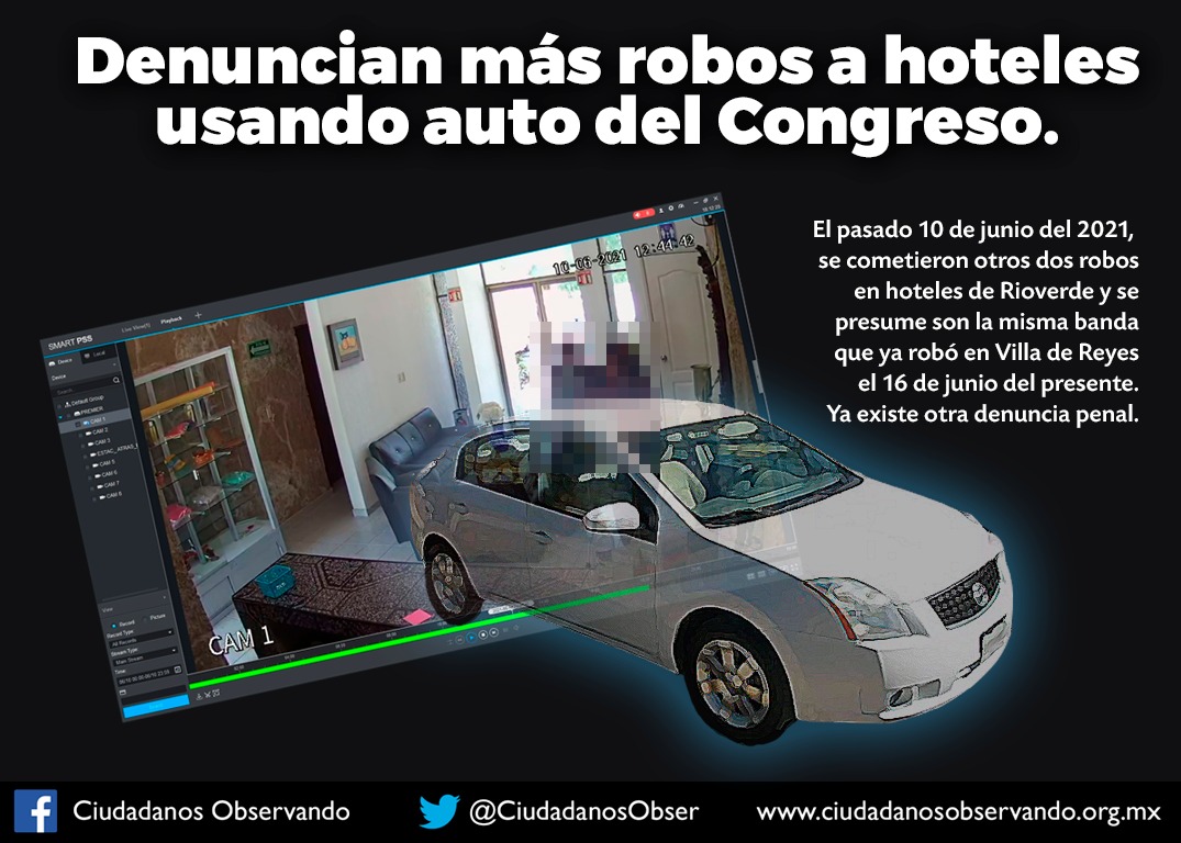  El vehículo oficial del Congreso del Estado se habría utilizado en tres robos