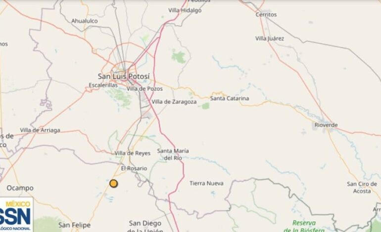  SLP registra el sismo de mayor magnitud en lo que va del año