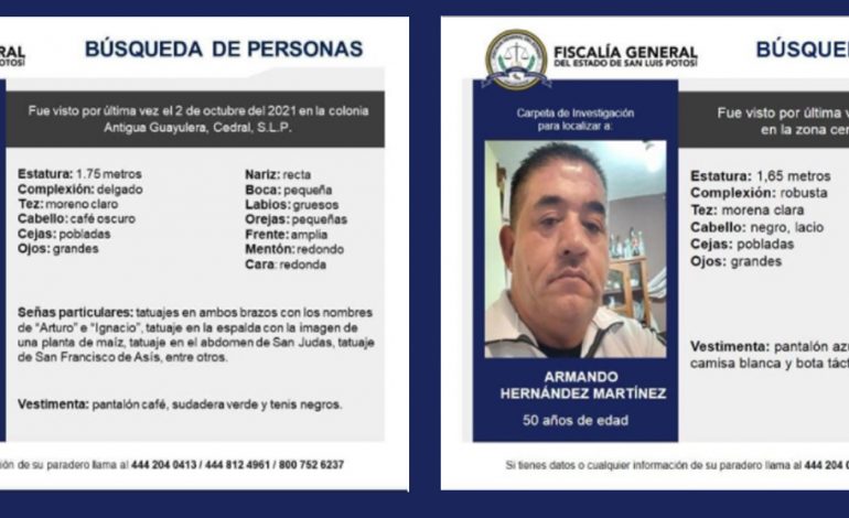  Desaparecen dos policías en Cedral y roban vehículos a ocho automovilistas el mismo día