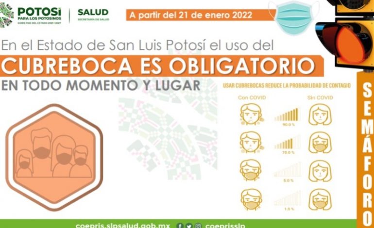  SLP entrará en semáforo naranja a partir del 24 de enero