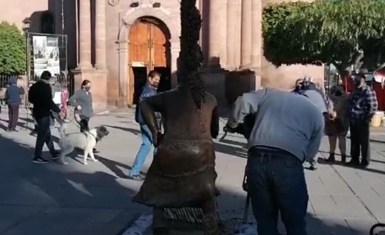  Retiran escultura de “El Danzante” de El Saucito por vandalismo