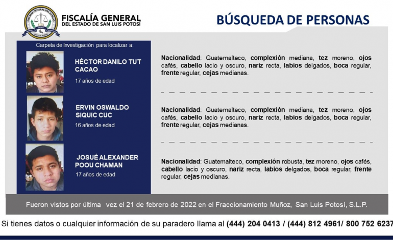  FGE publica ficha de búsqueda de tres menores guatemaltecos