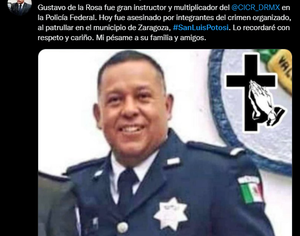  Lamenta ex jefe de la Policía Federal homicidio de agente de la Guardia Nacional