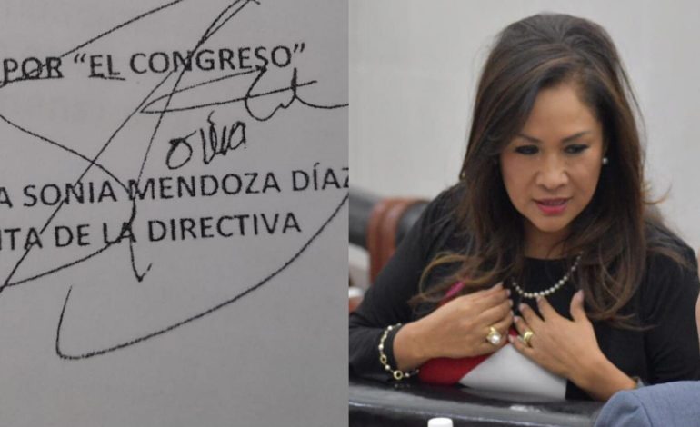  Falsificaron la firma de Sonia Mendoza en el Congreso de SLP