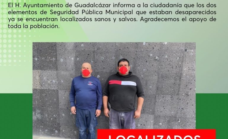  Localizan a policías de Guadalcázar reportados como desaparecidos