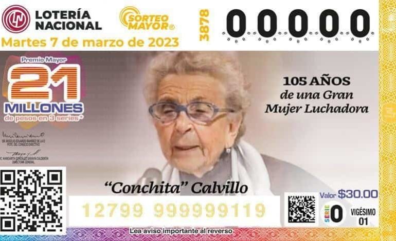  Lotería Nacional homenajea a Doña Conchita Calvillo de Nava