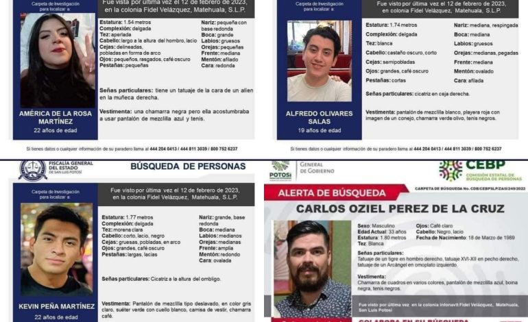  FGE y CEBP investigan reporte por 4 jóvenes desaparecidos en Matehuala
