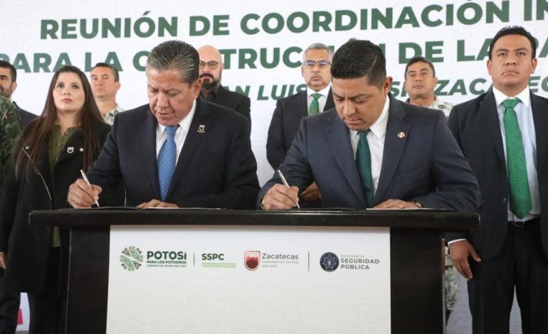  SLP y Zacatecas firman convenio que permite a sus policías cruzar límites estatales