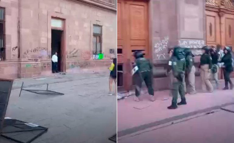  Hay un detenido por destrozos en Palacio de Gobierno durante marcha del 8M en SLP