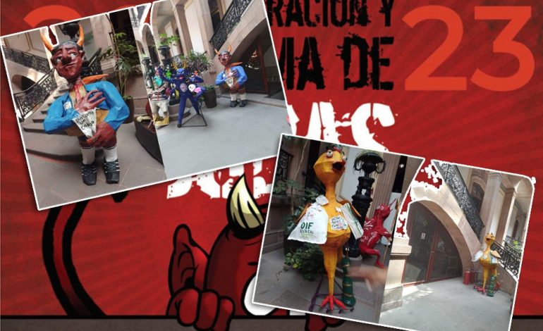  Un Pollo y Odin Patiño, figuras para el concurso de la quema de Judas 2023