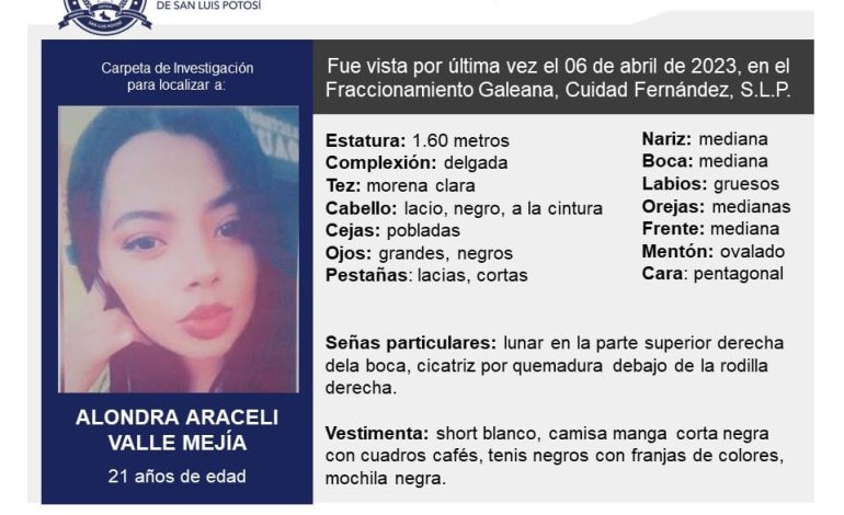  Continúa la búsqueda de Alondra Araceli, desaparecida en Cd. Fernández