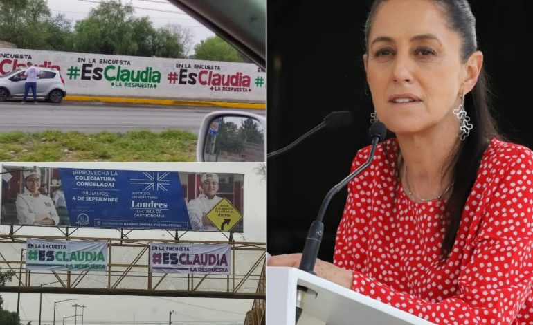  SLP amaneció cubierto de #EsClaudia; canceló su visita